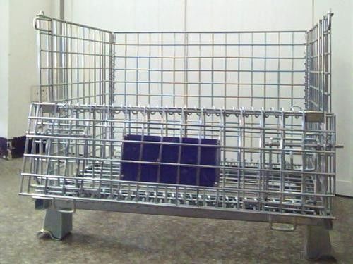 สายเหล็ก Mesh Pallet Cage พับได้ Stackable พับได้ Pallet Cages