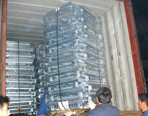 สายเหล็ก Mesh Pallet Cage พับได้ Stackable พับได้ Pallet Cages