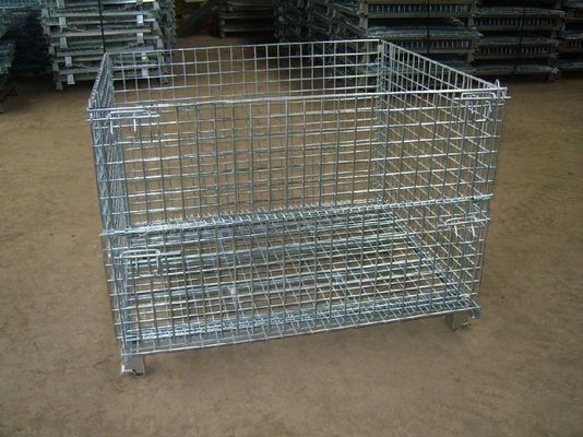 สายเหล็ก Mesh Pallet Cage พับได้ Stackable พับได้ Pallet Cages