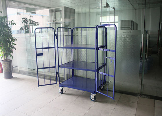 3 ระดับเหล็ก โหลดสาย Mesh กรง, กรงเก็บของเคลื่อนไหวสําหรับโลจิสติก