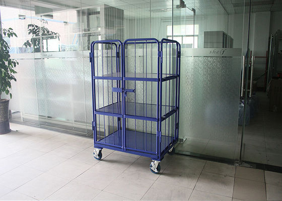 3 ระดับเหล็ก โหลดสาย Mesh กรง, กรงเก็บของเคลื่อนไหวสําหรับโลจิสติก