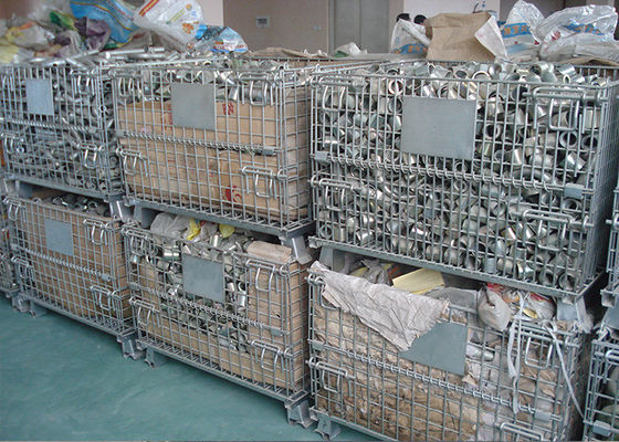สายเหล็ก Mesh Pallet Cage พับได้ Stackable พับได้ Pallet Cages