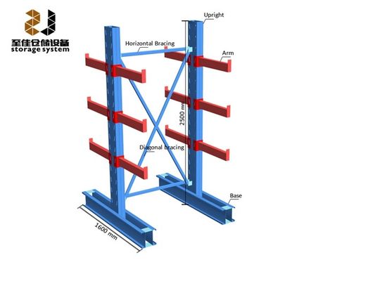 250-800ปอนด์ Cantilever Pallet Racking Powder Coating Cantilever Shelf Rack ราคาที่ใช้ในการเก็บของ