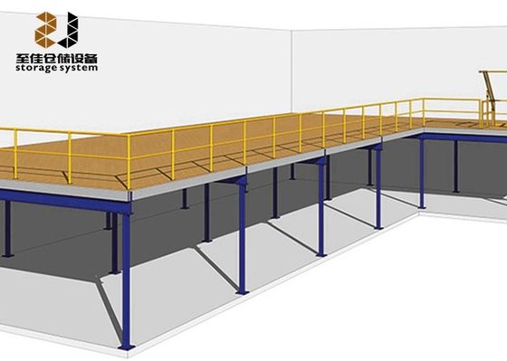 พื้น Mezzanine ของโกดังเหล็ก 500kg/sqm-1500kg/sqm สําหรับการจัดการวัสดุ